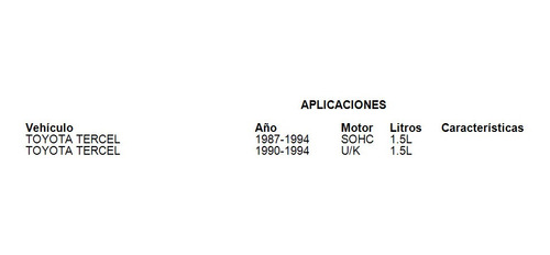 Juego Completo Juntas Motor Toyota Tercel 1987-1994 1.5l Foto 2