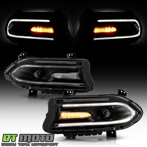 Par Faros Negro Led Drl Dodge Charger Daytona 2018 5.7l Foto 2