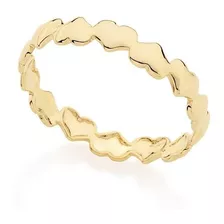 Anel Feminino Coraçoes Delicado Semi Joia Banhado Ouro 18k