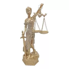 Estátua Deusa Dama Justiça Têmis 22 Cm Dourado Brilho