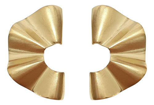 Brinco Leque De Ouro 18k 750 Médio Moderno Amarelo