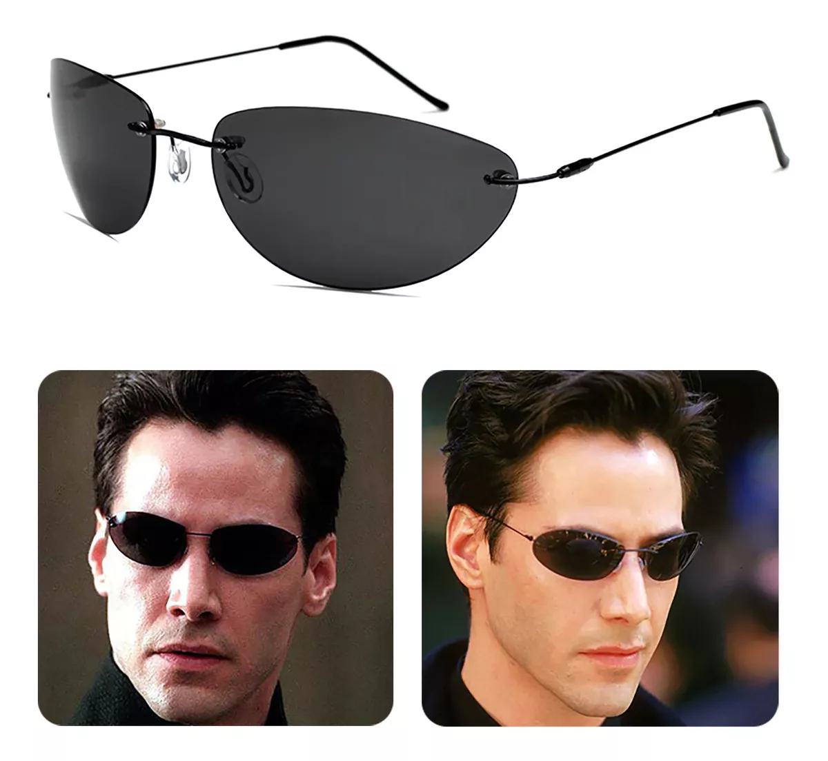 Óculos De Sol Masculino Keanu Reeves Polarizado Filme Neo