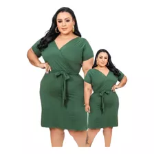 Vestido Transpassado Leve Acinturado Dia A Dia Elegante Plus