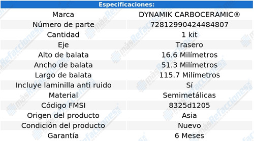 Balatas Semimetalicas Traseras Movano L4 2.8l 01 Dynamik Foto 3