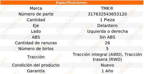 1- Maza Delantera Izq/der Sin Abs Aerostar V6 4.0l 90/96 Tmk Foto 2