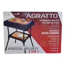 Churrasqueira Elétrica 2 Em 1 Pedestal 75cm Aço Inox Agratto