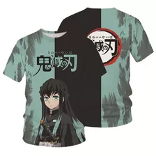 Camisa Camiseta Full 3d Demon Slayer Anime Muzan Mangá Md17