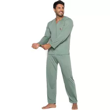 Kit 4 Pijama Longo Adulto Masculino Blusa Manga Comprida 009