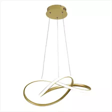 Pendente Lustre Dourado Moderno Led Infinito Design Curvas
