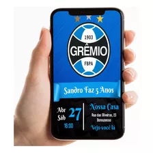 Convite Digital P/ Whatsapp Aniversário Tema Grêmio Futebol