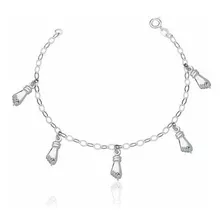 Bracelete Pulseira Feminina Prata 925 Pingente Figa Ref.029