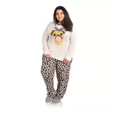 Kit 2 Pijamas Feminino Plus Size Longo Inverno Confortável