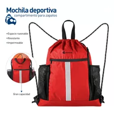 Mochila Deportiva De Gym Gimnasio Viaje Impermeable Con Cordón Para Deportistas Color Rojo