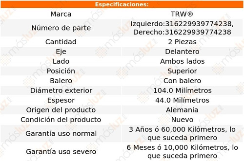 (2) Bases Amortiguador Delanteras Superiores Kangoo 07/09 Foto 2