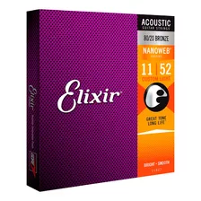 Elixir Nanoweb 80/20 Bronze 11-52 Cuerdas Guitarra Acústica