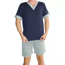 Pijama Masculino Adulto Meia Manga Shorts Estampado 