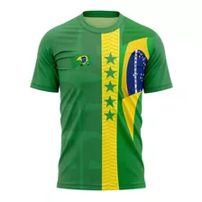 Camiseta Brasil Bandeira Linda Estrela Proteção Solar Uv50+