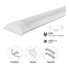 Luminária Tubular Led Slim 60 Cm 20w Luz Branca 6500k Cor Branco Frio