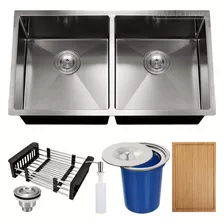 Cuba Quadrada Inox Cozinha Gourmet 78x40 Lixeira Tábua Acess