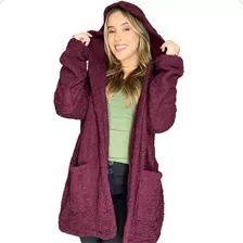 Blusa De Frio Feminina Pelo Pelinho Capuz Veste Até O 46