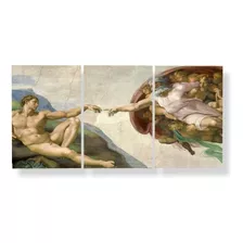 Quadro Decorativo Deus Adão Capela Sistina Michelangelo 3 Pç