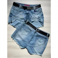 Short Feminino Larah Jeans Com Cinto Plus Size