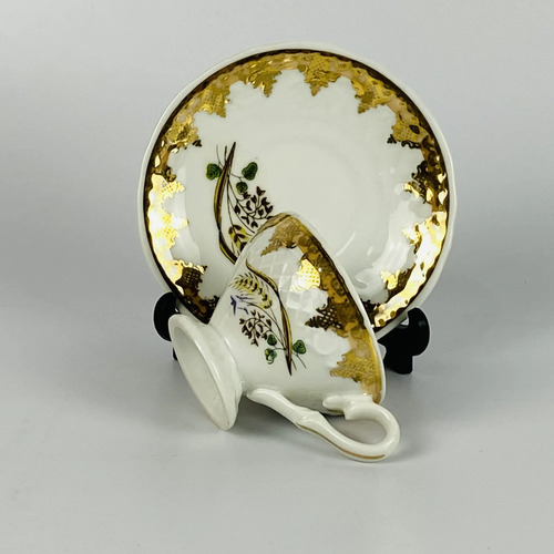 Jogo 6 Xícaras Café Porcelana Dourada Vintage 75ml Branco Dourado 3