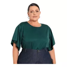 Blusa Feminina Social Plus Size Mangas Largas Lançamento