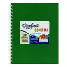 Cuaderno Espiralado 100 Hjs Triunfante T/dura Vinilico 21x27 Color Verde