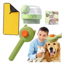 3pzs Cepillo Perro Baño Dispensador Shampoo+mascotas Peine