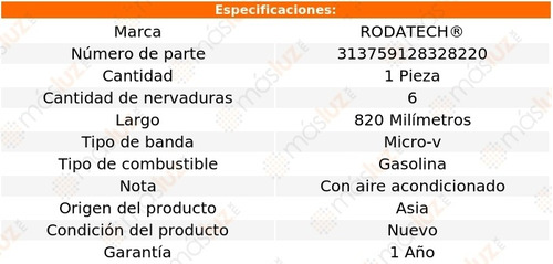 (1) Banda Accesorios Micro-v Rodeo 6 Cil 3.1l C/aa 91/92 Foto 2