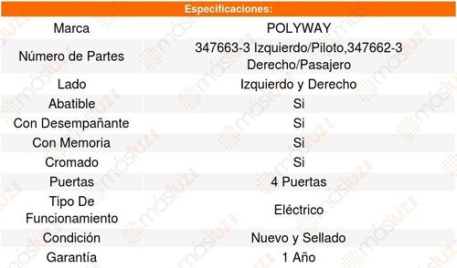 Set 2 Espejos Polyway Chrysler 300 12_14 Foto 3