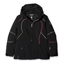 Ropa De Esquí - Spyder Girl's Tresh Ski Jacket, Black-white-