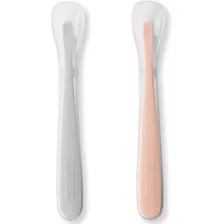 Kit Duas Colheres Silicone Skip Hop Easy-feed Cinza E Coral