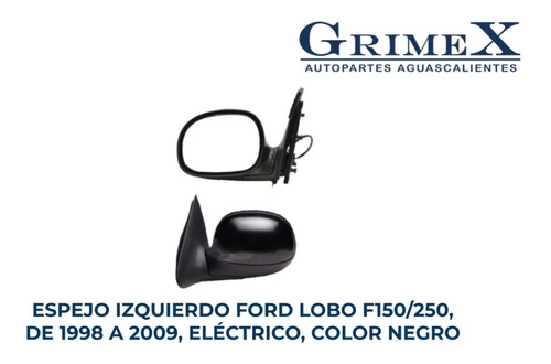 Espejo Ford Lobo F150 1997-99-2000-2001-2003 Electrico Negro Foto 9