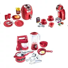 Kit Brinquedos Air Fryer Micro Cafeteira E Litlle Chef Kids 