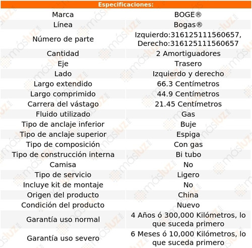 (2) Amortiguadores Gas Traseros Audi S5 08/15 Boge Bogas Foto 2