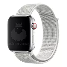 Pulseira Nylon Loop Sport P/ Apple Watch 42mm 38mm 44mm 40mm Cor Branco Largura 42 Mm