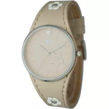 Reloj Mujer Xl Extra Large Xl678 Cuero Aplique Flor Garantia