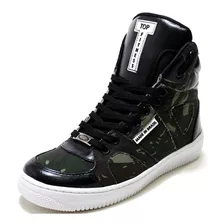 Botinha Sneakers Conforto Top Fitness Cano Alto Camuflada 