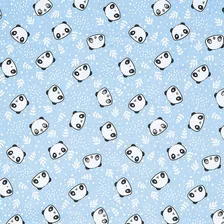 Tecido Patchwork Panda Azul Corte 1,50m X 0,50m - Wp Connect