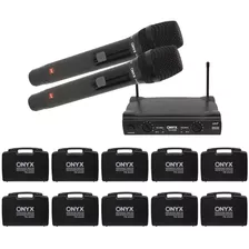 Kit 10 Microfones Sem Fio Duplo Tk U220 Uhf Onyx