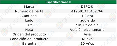 Faro Izq P/1 Foco S/luz Da Volkswagen Jetta 11 Al 18 Depo Foto 4