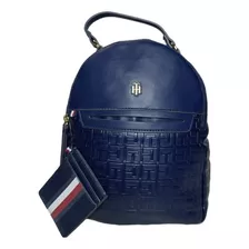 Mochila Juvenil Tommy Hilfiger Backpack 69j4833 Color Azul Marino Diseño De La Tela Liso