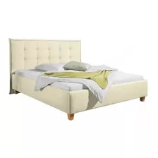 Stann Cama Queen Estilo Moderno Tela Color Beige