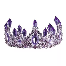 Tocado Morado Tiara Gargantilla Aretes Cristal Xv Años Boda