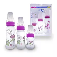 Kit 3 Mamadeiras Bebe Infantil 250/150/80ml Bico Redondo