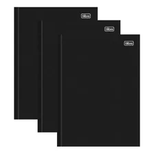 Kit C/3 Caderno Livro Ata Capa Dura 200 Folhas (cada)tilibra Cor Preto