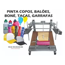 Máquina Silkscreen Serigrafia Copos Balões Canetas, Caneca