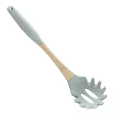 Colher Espaguete Macarrão Silicone E Madeira Grey 33cm